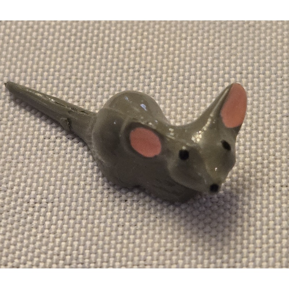 Lot Of 27 Miniature Tiny Gray Mice with Pink Ears Figurines Plastic Craft Dolls